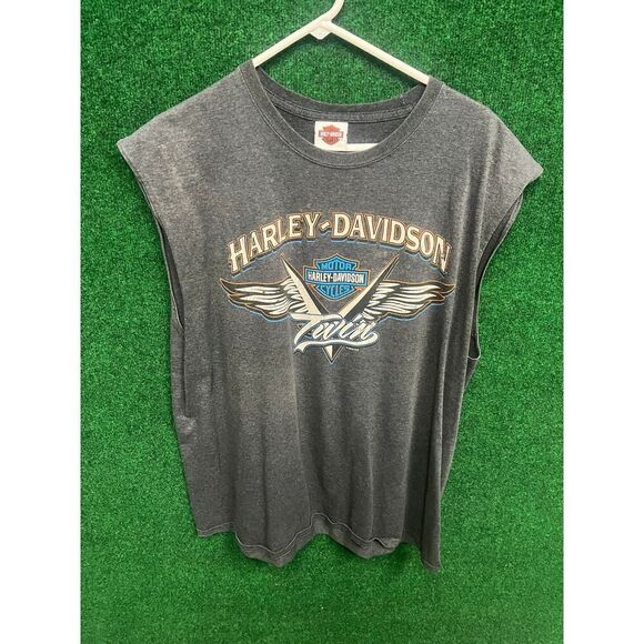 2012 Harley Davidson Gray Biker Shirt LOGO GRAPHIC Sz 2XL - Picture 1 of 5